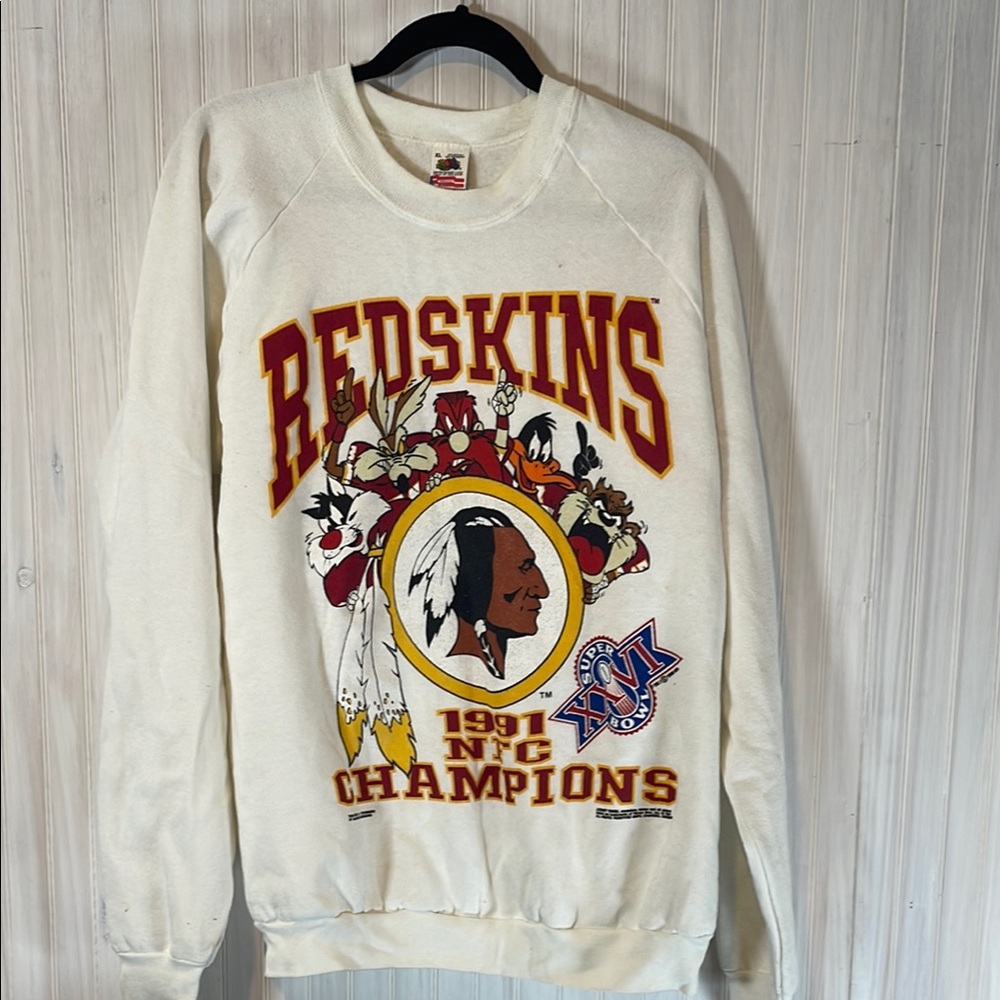 VINTAGE 1991 REDSKINS LOONEY TUNES SUPER BOWL SWEATSHIRT XL